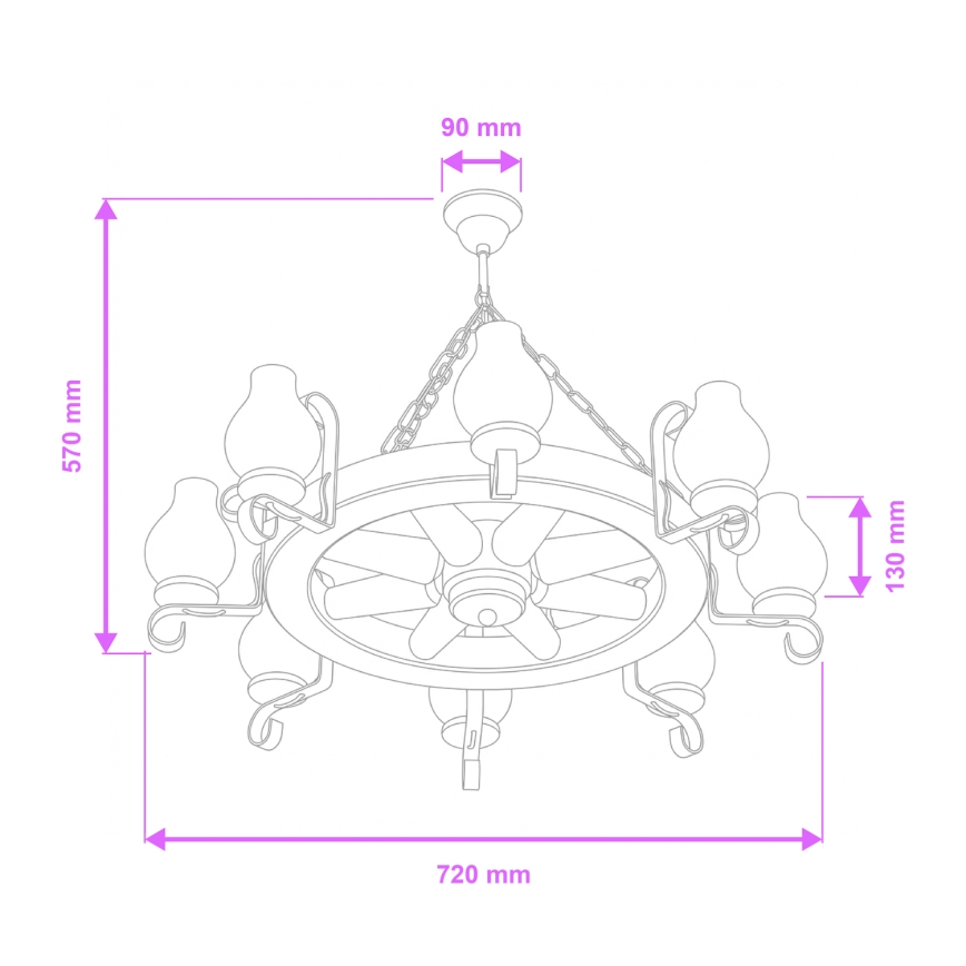 Brilagi - Lustr na řetězu ROATA 8xE14/40W/230V pr. 70 cm buk