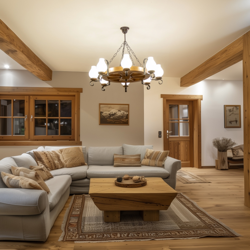 Brilagi - Lustr na řetězu ROATA 8xE14/40W/230V pr. 70 cm buk/ořech