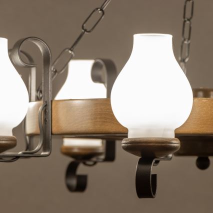 Brilagi - Lustr na řetězu ROATA 8xE14/40W/230V pr. 70 cm buk/ořech