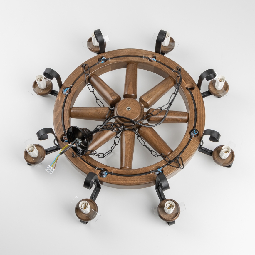 Brilagi - Lustr na řetězu ROATA 8xE14/40W/230V pr. 70 cm buk/ořech