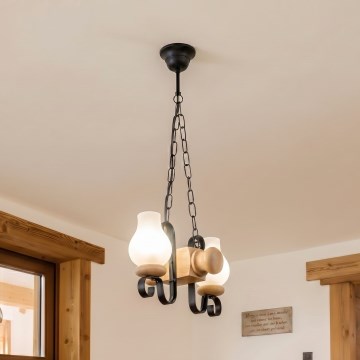 Brilagi - Lustr na řetězu RUSTIC 2xE14/40W/230V dub
