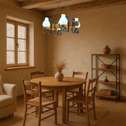 Brilagi - Lustr na řetězu RUSTIC 4xE14/40W/230V buk