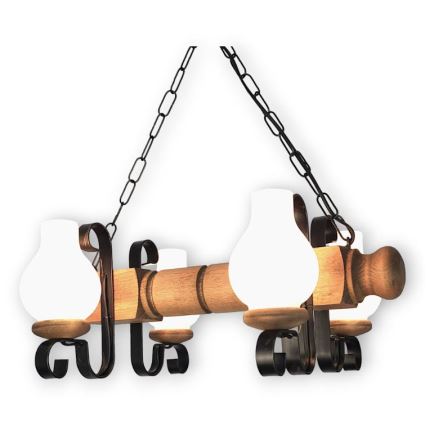 Brilagi - Lustr na řetězu RUSTIC 4xE14/40W/230V buk