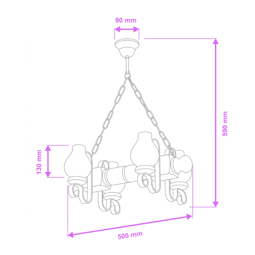Brilagi - Lustr na řetězu RUSTIC 4xE14/40W/230V buk