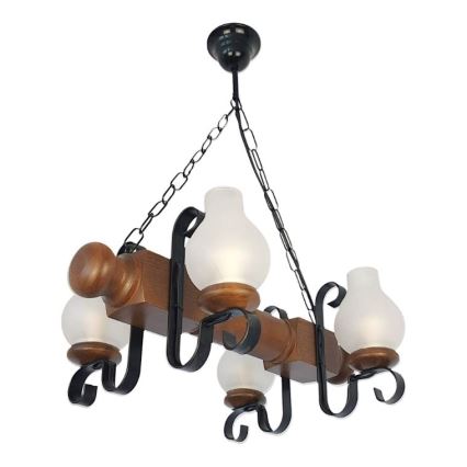 Brilagi - Lustr na řetězu RUSTIC 4xE14/40W/230V buk/ořech