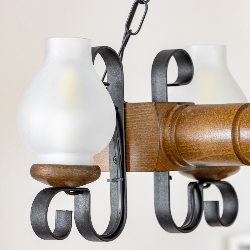 Brilagi - Lustr na řetězu RUSTIC 4xE14/40W/230V buk/ořech