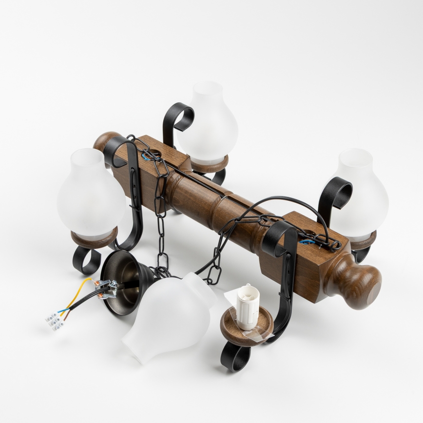 Brilagi - Lustr na řetězu RUSTIC 4xE14/40W/230V buk/ořech