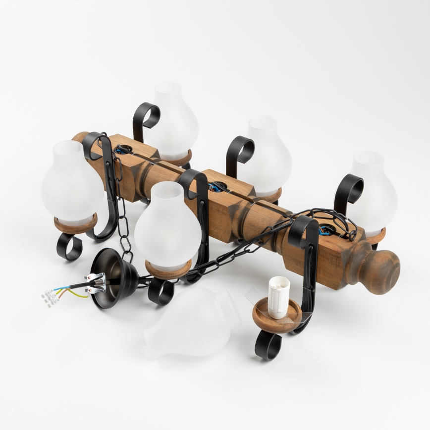 Brilagi - Lustr na řetězu RUSTIC 6xE14/40W/230V buk