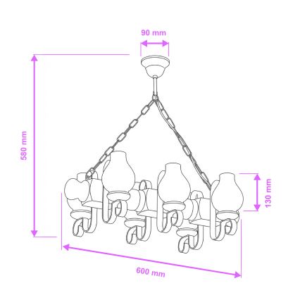 Brilagi - Lustr na řetězu RUSTIC 6xE14/40W/230V buk