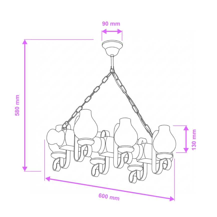 Brilagi - Lustr na řetězu RUSTIC 6xE14/40W/230V buk