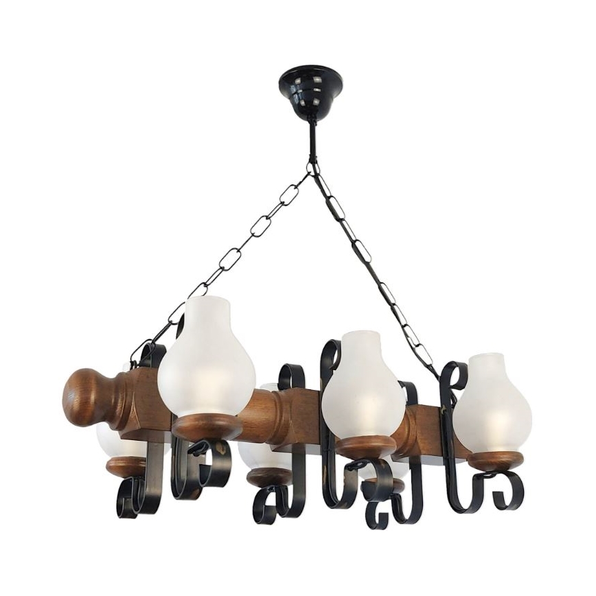 Brilagi - Lustr na řetězu RUSTIC 6xE14/40W/230V buk/ořech