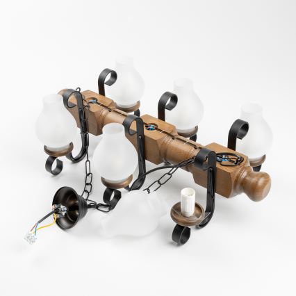 Brilagi - Lustr na řetězu RUSTIC 6xE14/40W/230V buk/ořech