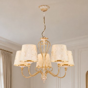 Brilagi - Lustr na řetězu SONIA 5xE27/15W/230V pr. 64 cm krémová/patina