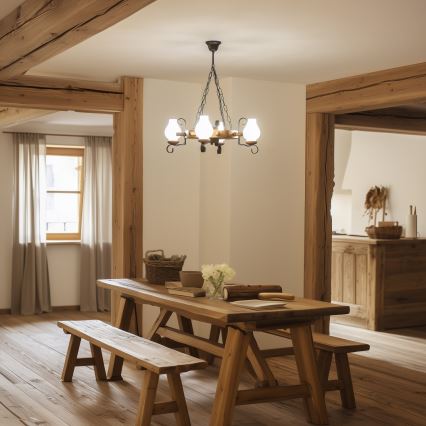 Brilagi - Lustr na řetězu TIMONA 4xE14/40W/230V pr. 50 cm buk