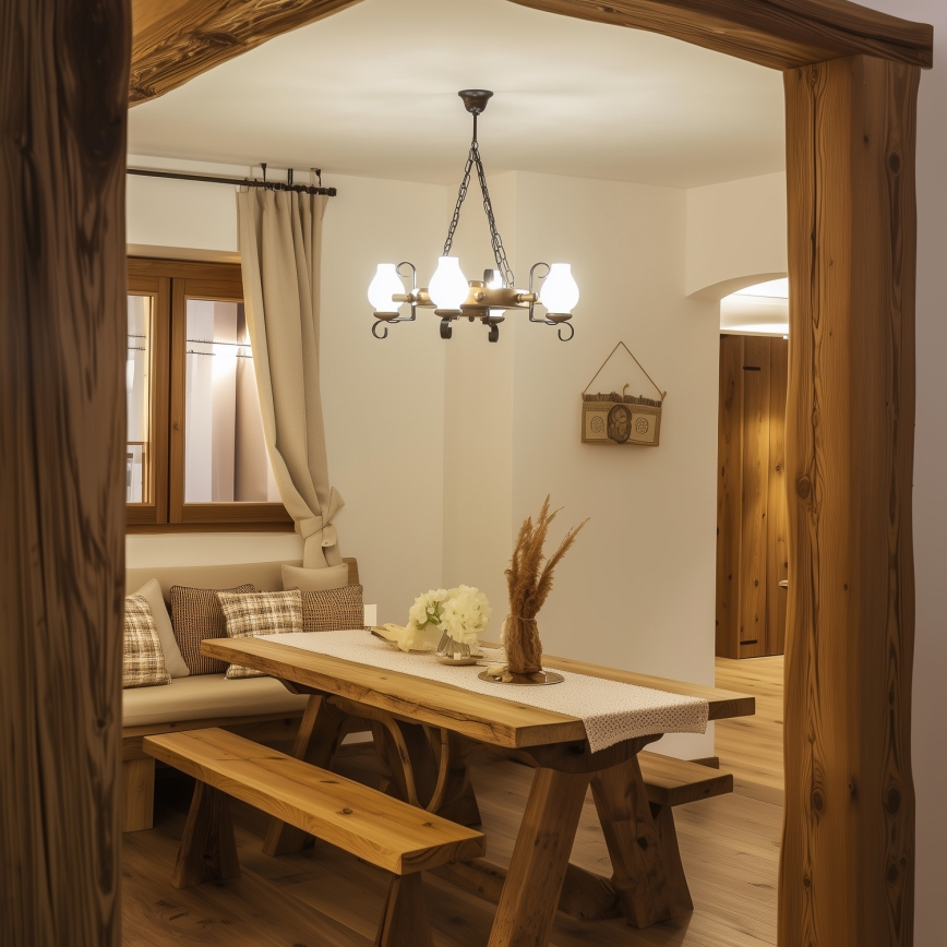 Brilagi - Lustr na řetězu TIMONA 4xE14/40W/230V pr. 50 cm buk/ořech