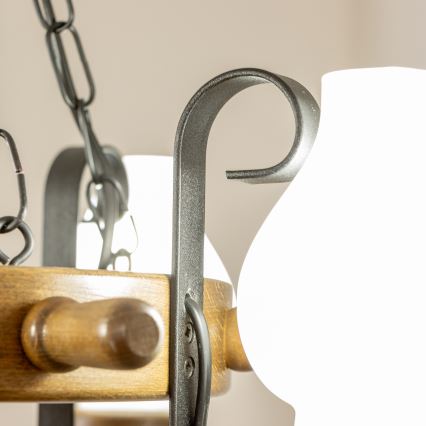 Brilagi - Lustr na řetězu TIMONA 4xE14/40W/230V pr. 50 cm buk/ořech