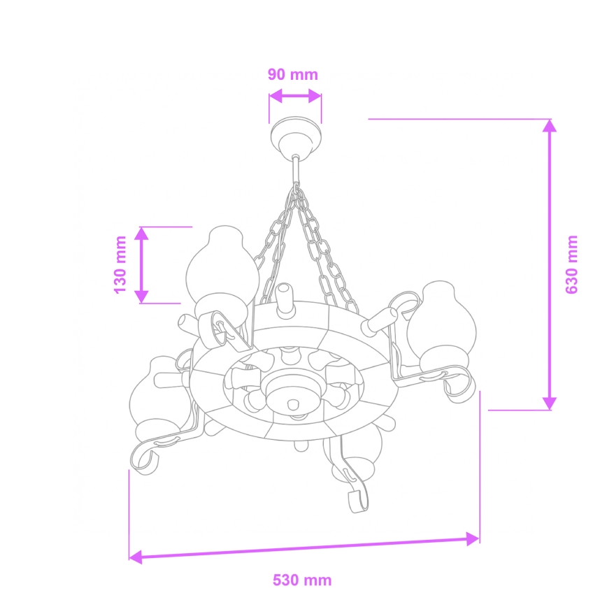 Brilagi - Lustr na řetězu TIMONA 4xE14/40W/230V pr. 50 cm buk/ořech