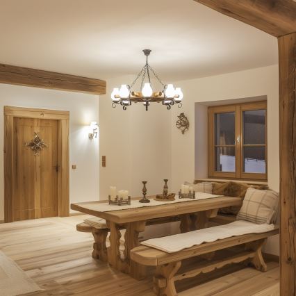 Brilagi - Lustr na řetězu TIMONA 8xE14/40W/230V pr. 70 cm buk/ořech