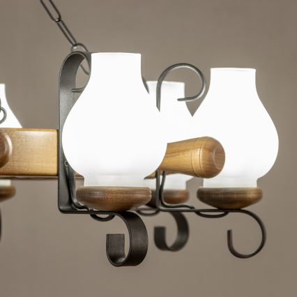 Brilagi - Lustr na řetězu TIMONA 8xE14/40W/230V pr. 70 cm buk/ořech