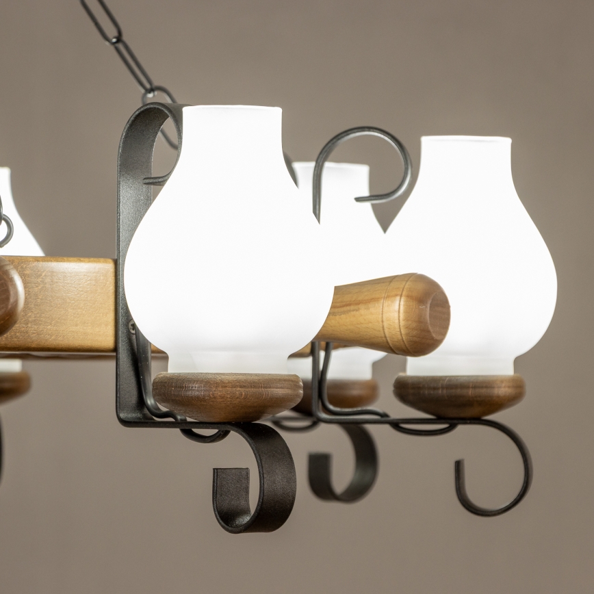 Brilagi - Lustr na řetězu TIMONA 8xE14/40W/230V pr. 70 cm buk/ořech