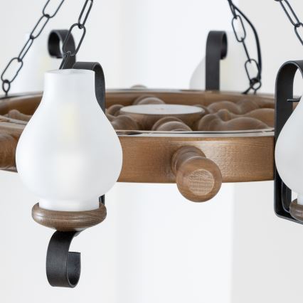 Brilagi - Lustr na řetězu TIMONA 8xE14/40W/230V pr. 70 cm buk/ořech