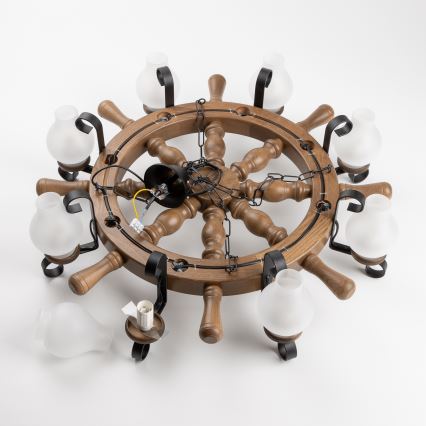 Brilagi - Lustr na řetězu TIMONA 8xE14/40W/230V pr. 70 cm buk/ořech