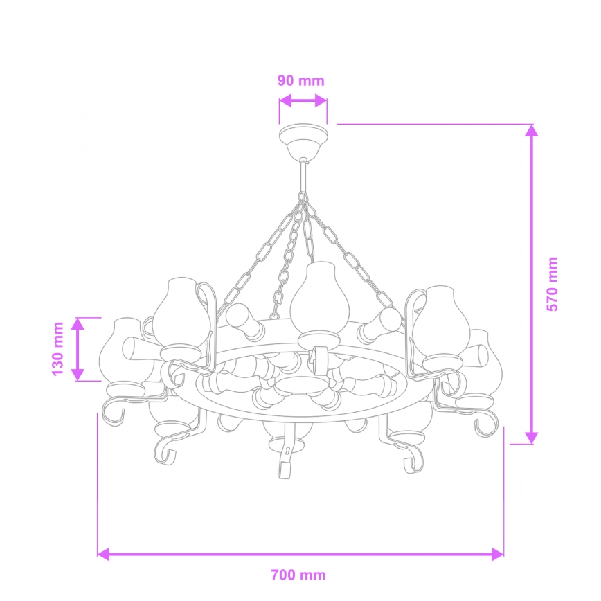 Brilagi - Lustr na řetězu TIMONA 8xE14/40W/230V pr. 70 cm buk/ořech