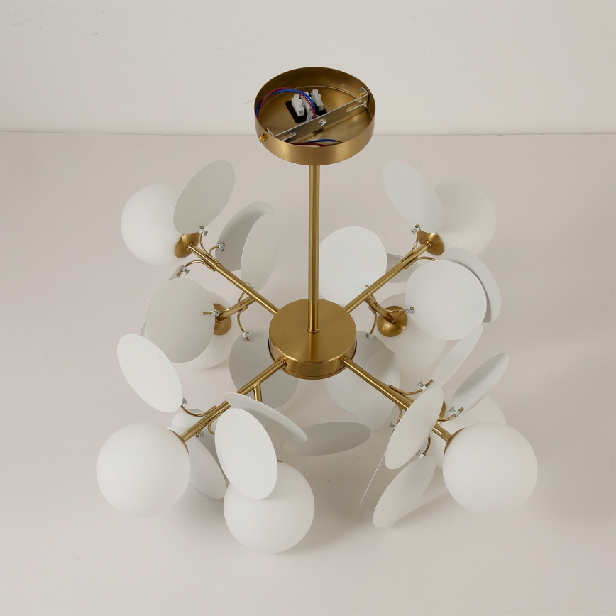 Brilagi - Lustr na tyči BALMO 8xG9/9W/230V pr. 60 cm zlatá/bílá