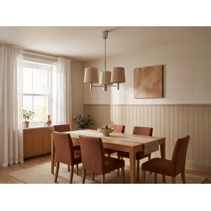 Brilagi - Lustr na tyči MONTE 3xE27/60W/230V béžová/lesklý chrom