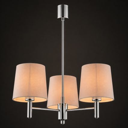 Brilagi - Lustr na tyči MONTE 3xE27/60W/230V béžová/lesklý chrom