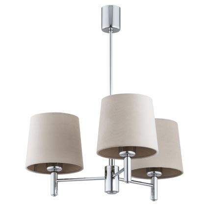 Brilagi - Lustr na tyči MONTE 3xE27/60W/230V béžová/lesklý chrom