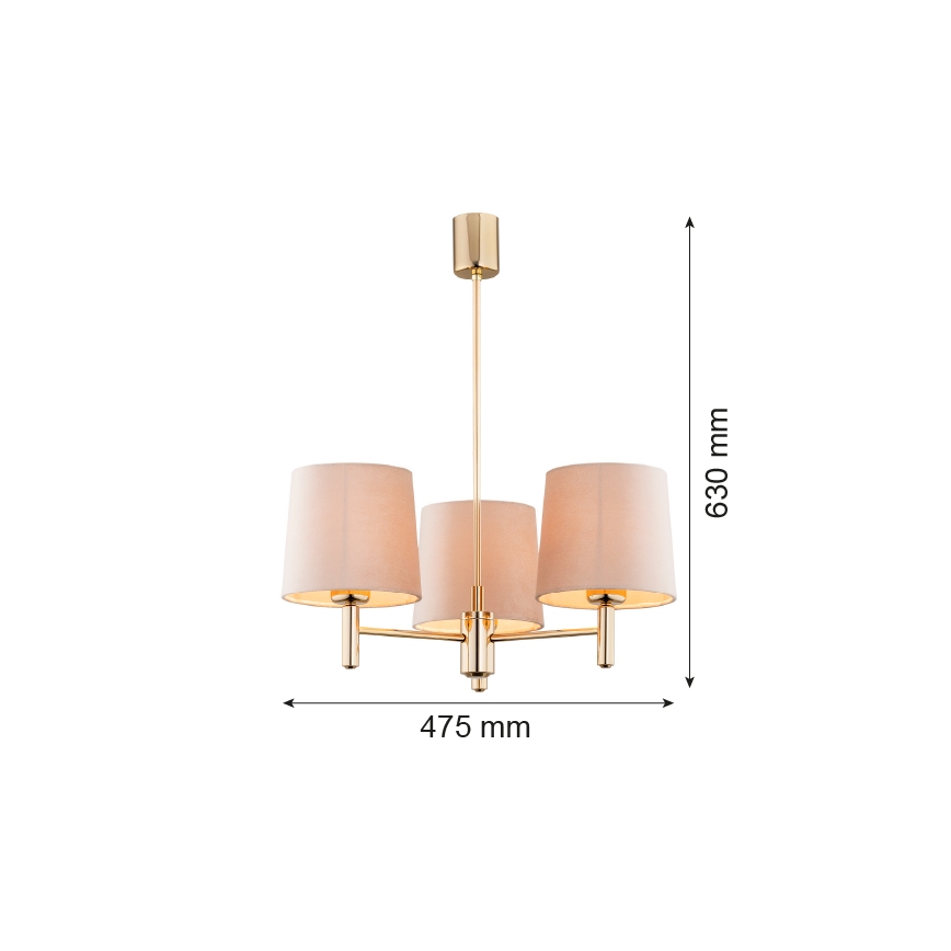 Brilagi - Lustr na tyči MONTE 3xE27/60W/230V béžová/zlatá