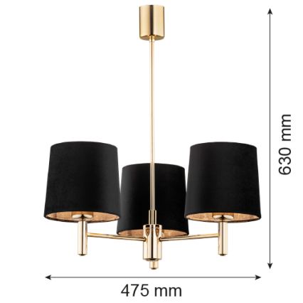 Brilagi - Lustr na tyči MONTE 3xE27/60W/230V černá/zlatá