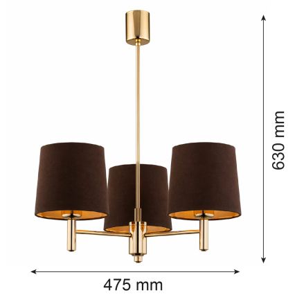 Brilagi - Lustr na tyči MONTE 3xE27/60W/230V hnědá/zlatá