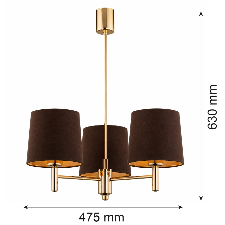 Brilagi - Lustr na tyči MONTE 3xE27/60W/230V hnědá/zlatá