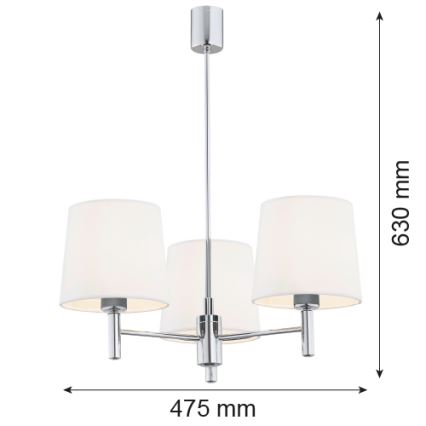 Brilagi - Lustr na tyči MONTE 3xE27/60W/230V krémová/lesklý chrom
