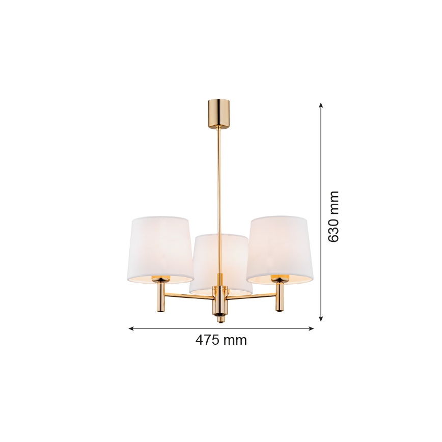 Brilagi - Lustr na tyči MONTE 3xE27/60W/230V krémová/zlatá