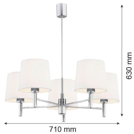 Brilagi - Lustr na tyči MONTE 5xE27/15W/230V krémová/lesklý chrom