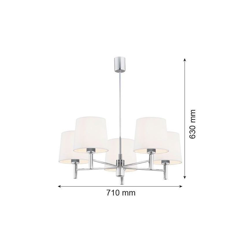 Brilagi - Lustr na tyči MONTE 5xE27/15W/230V krémová/lesklý chrom