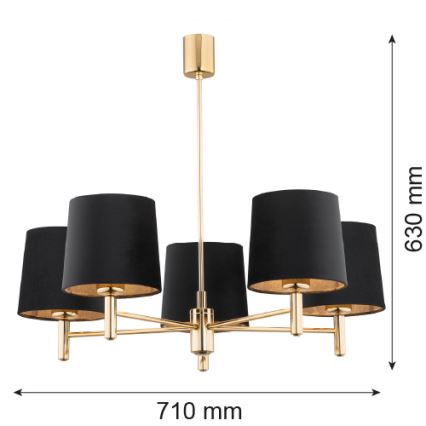 Brilagi - Lustr na tyči MONTE 5xE27/60W/230V černá/zlatá