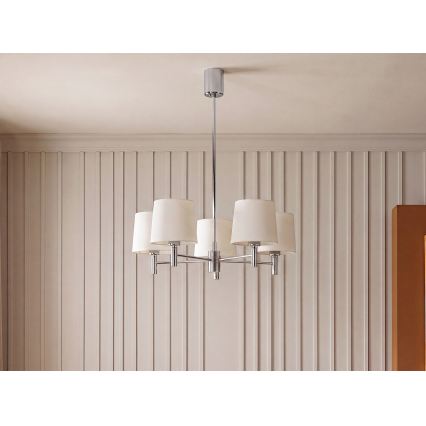 Brilagi - Lustr na tyči MONTE 5xE27/60W/230V krémová/lesklý chrom