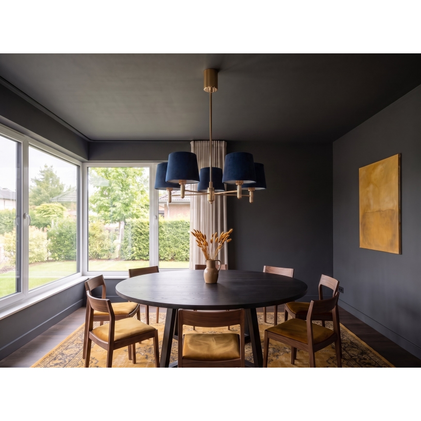 Brilagi - Lustr na tyči MONTE 5xE27/60W/230V modrá/zlatá