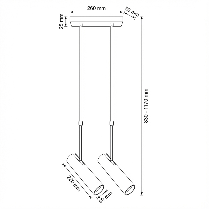 Brilagi - Lustr na tyči SELE 2xGU10/30W/230V černá