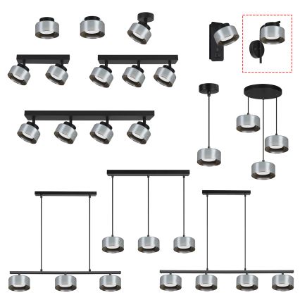 Brilagi - Nástěnná lampa AURA LUX 1xGX53/30W/230V černá/kouřová