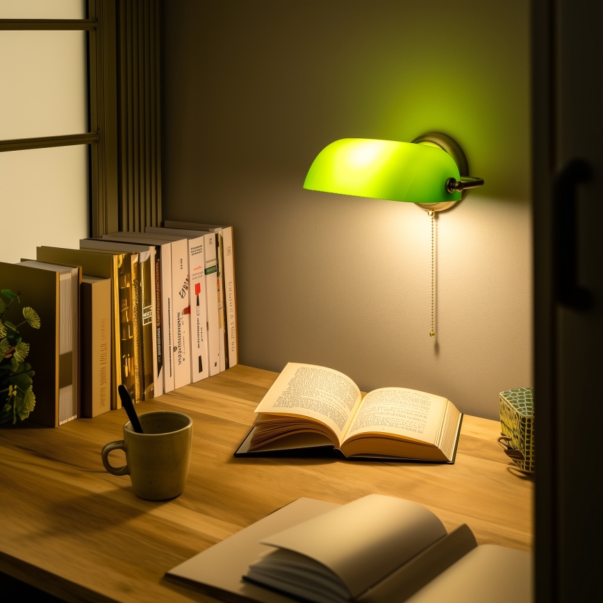 Brilagi - Nástěnná lampa BANK OFFICE 1xE27/60W/230V mosaz/zelená