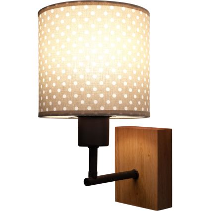 Brilagi - Dětská nástěnná lampa BOBO WOOD 1xE27/25W/230V dub/černá/béžová/puntíky