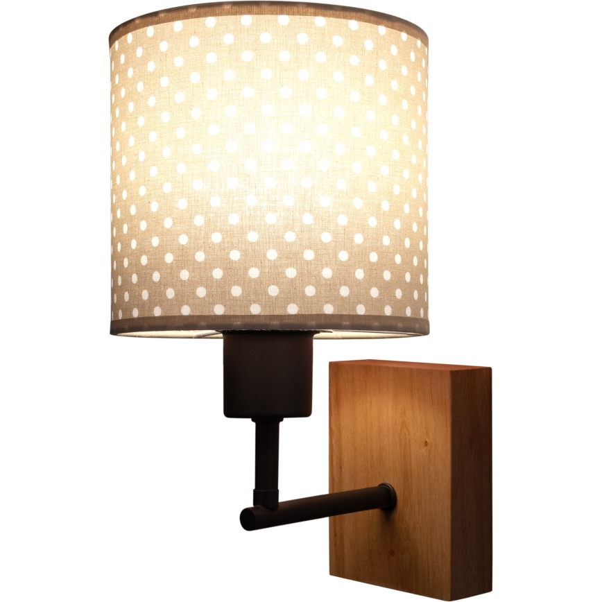 Brilagi - Dětská nástěnná lampa BOBO WOOD 1xE27/25W/230V dub/černá/béžová/puntíky