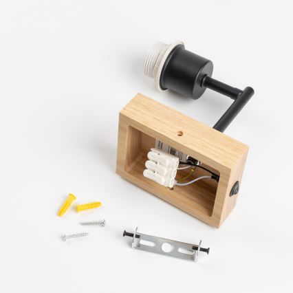 Brilagi - Dětská nástěnná lampa BOBO WOOD 1xE27/25W/230V dub/černá/bílá/zvířátka