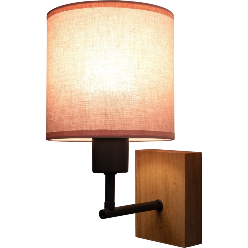 Brilagi - Dětská nástěnná lampa BOBO WOOD 1xE27/25W/230V dub/černá/růžová