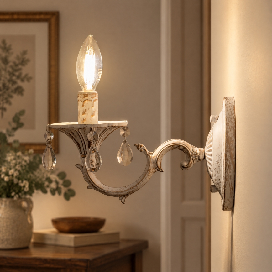 BRILAGI - Nástěnná lampa CLASSIC 1xE14/60W/230V krémová/patina